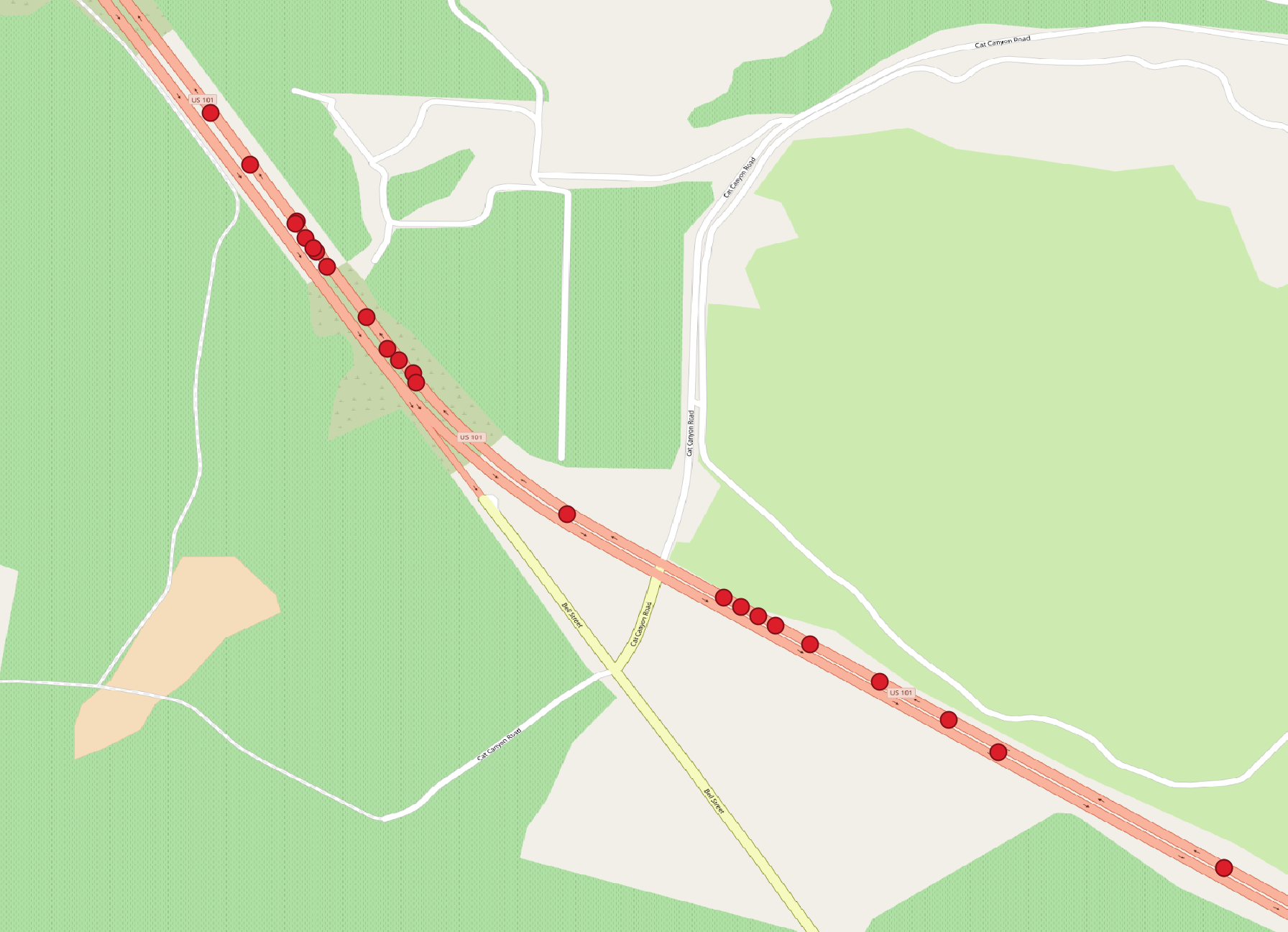 Line of photographs snapped to the 101 northbound